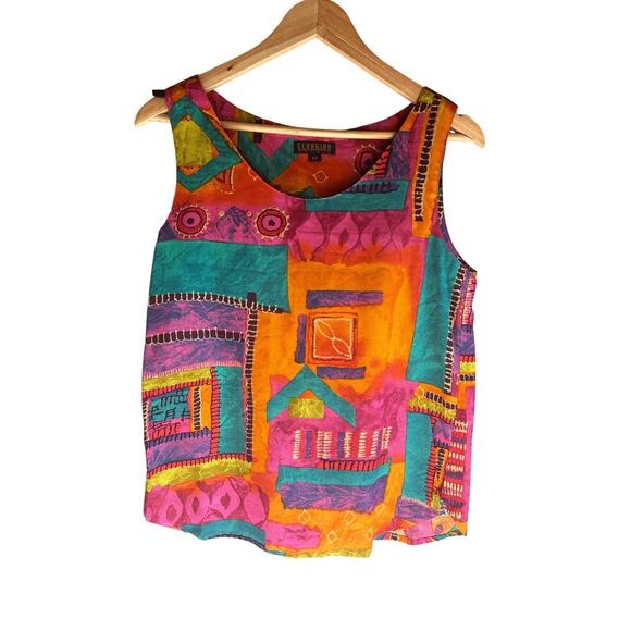 Vintage 80s Georgiou Studio Colorful Sleeveless Tank Top Size 6P - Picture 5 of 5